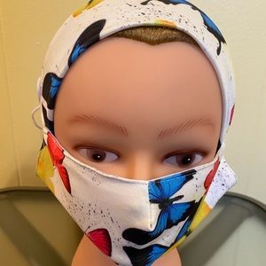 Colorful Butterfly Head-Wrap Face Mask
